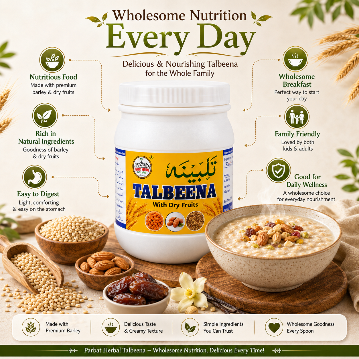 Talbeena Buy 1 Get 1 Free | Talbeena With Dry Fruits – Parbat Herbal Visual Guide 4